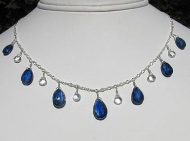 white topaz and iolite necklace