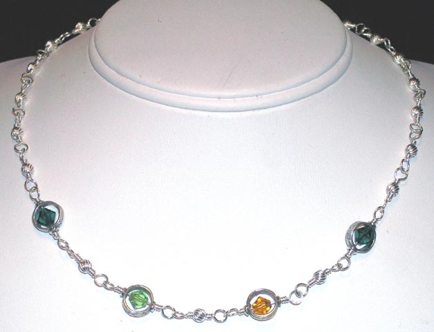 birthstone mother's necklace.  The birth stones of your choice surrounded by sterling silver.