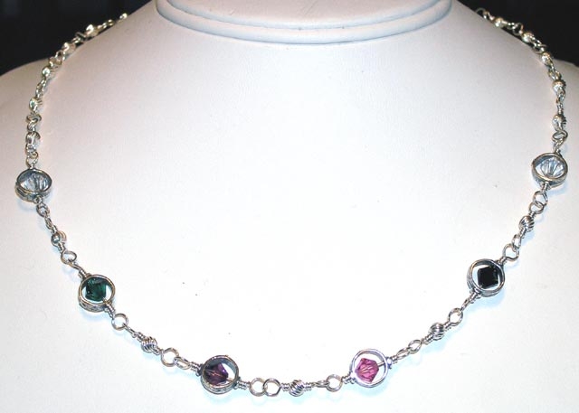 birthstone mother's necklace.  The birth stones of your choice surrounded by sterling silver.